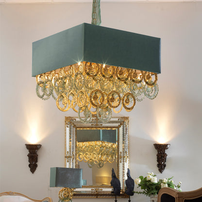 Contemporary Square Gold Ring Chandelier