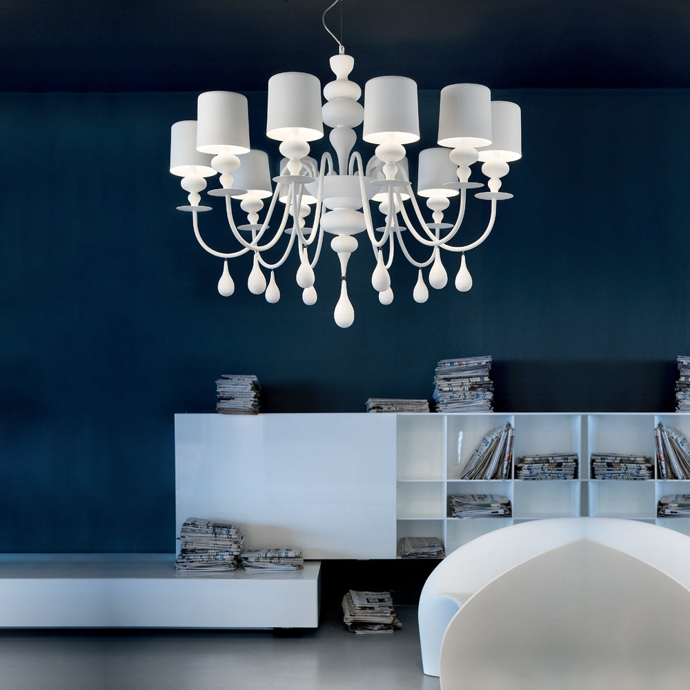 Contemporary High End White Italian Designer Chandelier