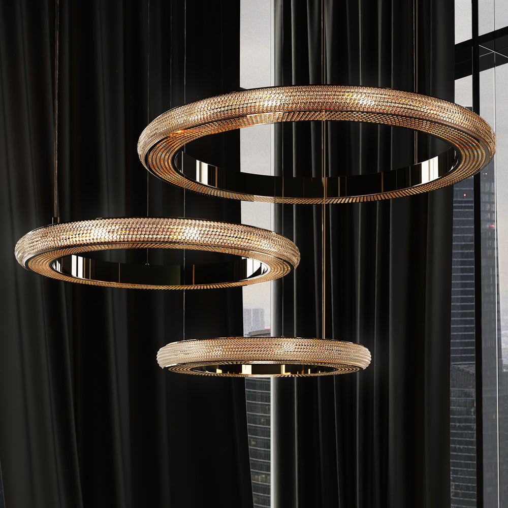 Contemporary Hoop Crystal Chandelier