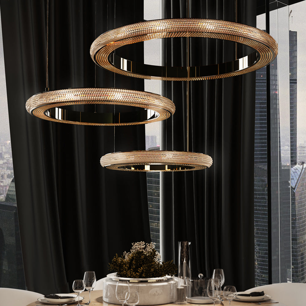 Contemporary Hoop Crystal Chandelier