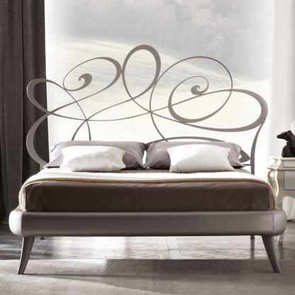 Contemporary Iron Bed With Swirl Headboard