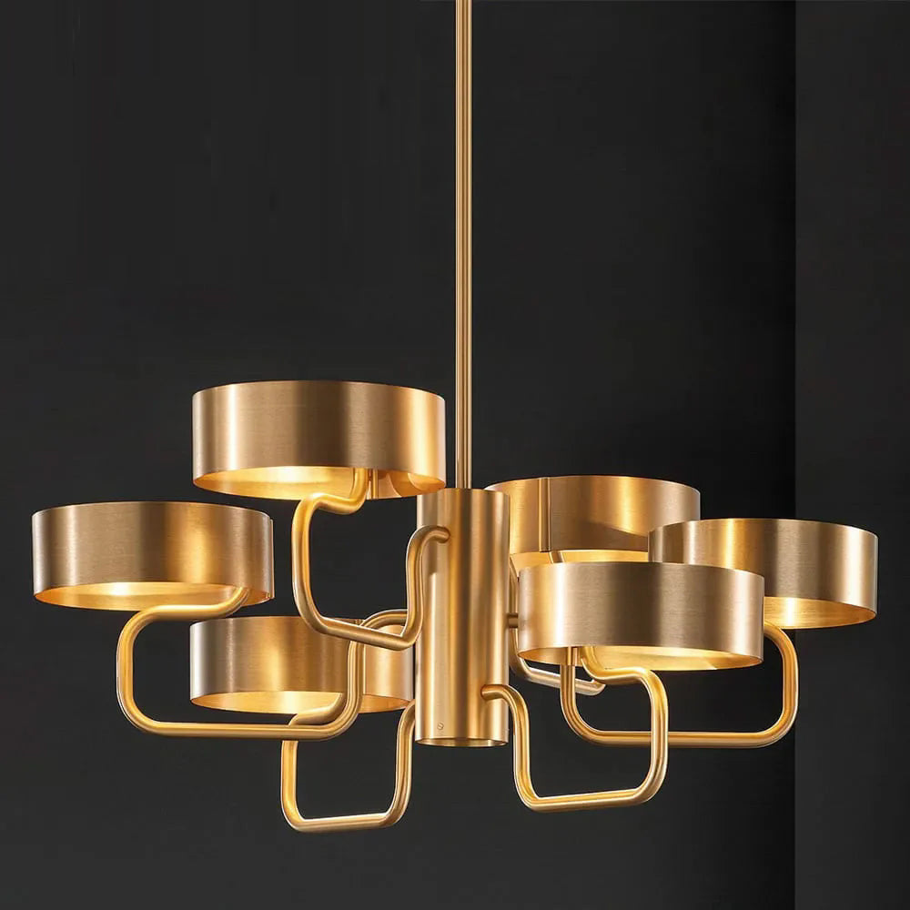 Contemporary Italian Brushed Gold Plated Chandelier