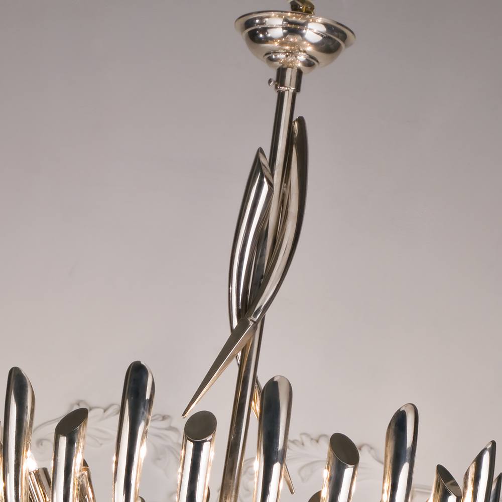 Contemporary Italian Designer Silver Chandelier