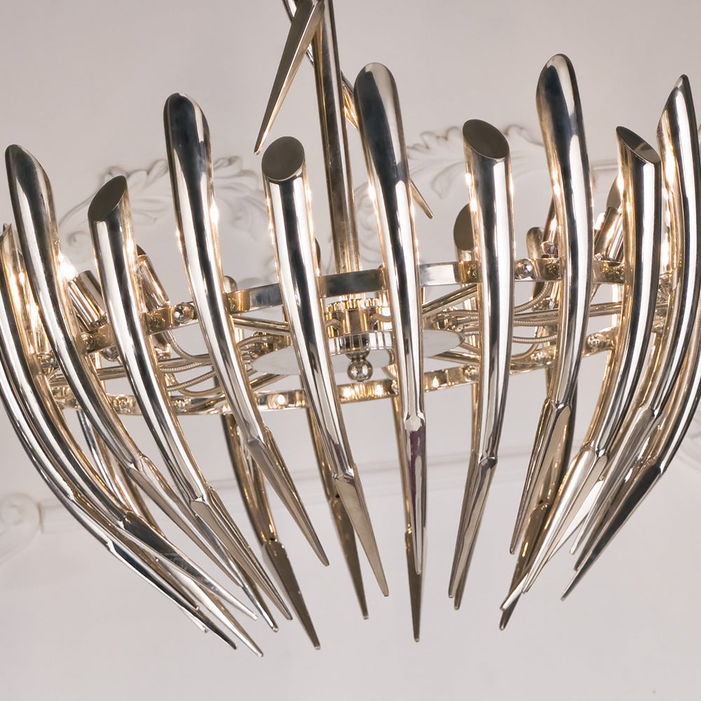 Contemporary Italian Designer Silver Chandelier