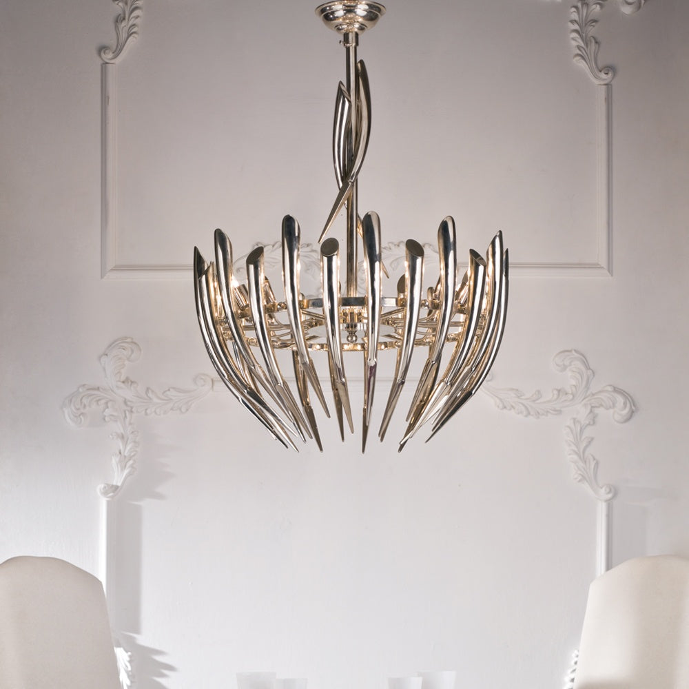 Contemporary Italian Designer Silver Chandelier