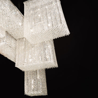 Contemporary Italian Designer Crystal Geometric Chandelier