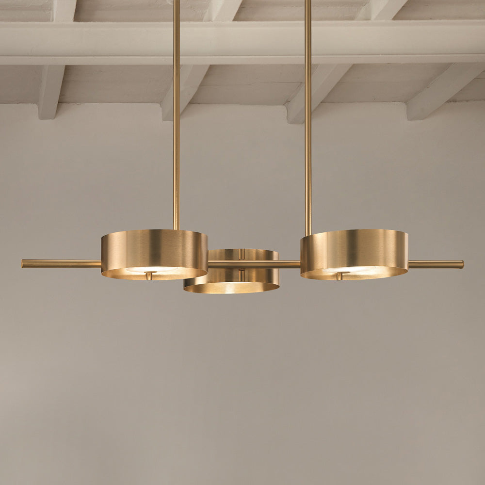 Contemporary Italian Gold Plated Triple Suspension Light