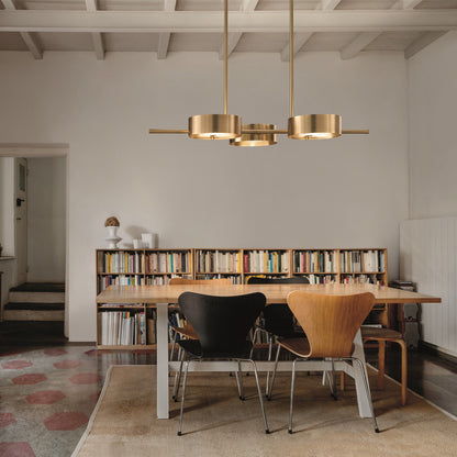 Contemporary Italian Gold Plated Triple Suspension Light