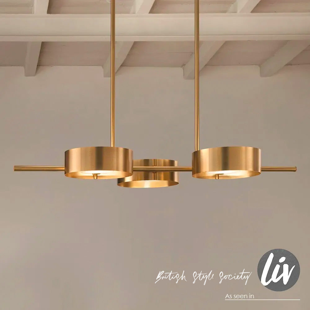 Contemporary Italian Gold Plated Triple Suspension Light