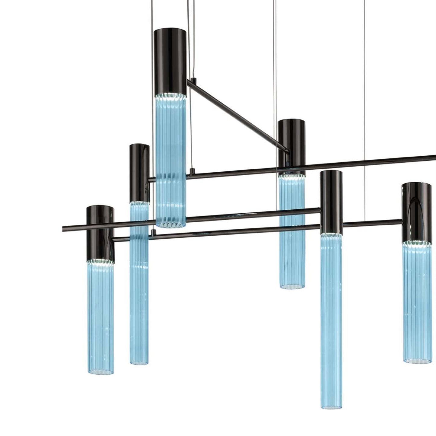 Contemporary Modular Glass Tube Chandelier