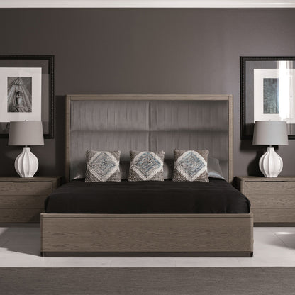 Contemporary Oak Veneer Upholstered Bed