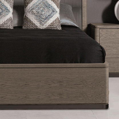 Contemporary Oak Veneer Upholstered Bed