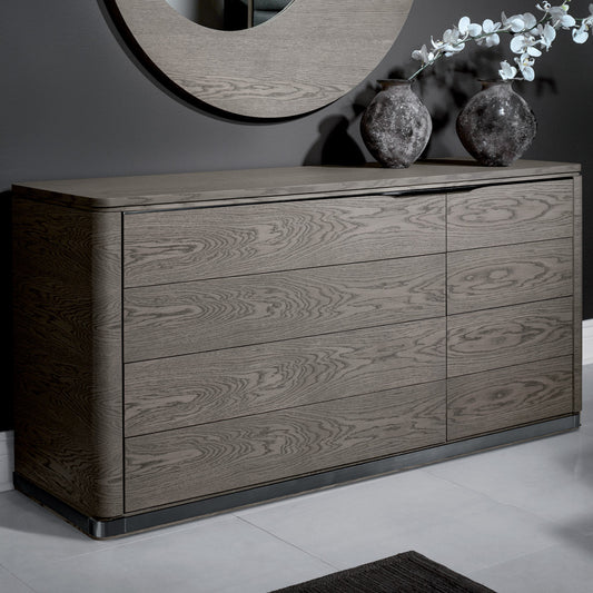 Contemporary Oak Veneer Chest Of Drawers