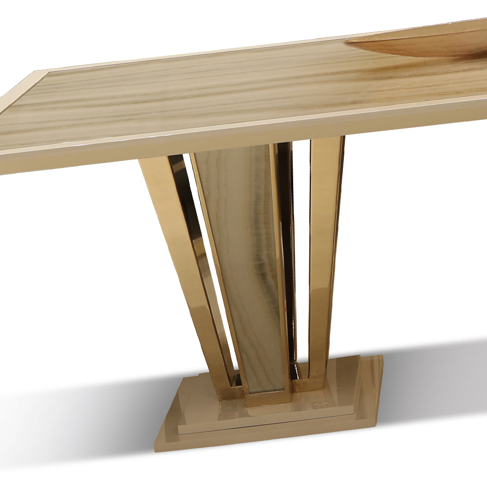 Contemporary Onyx Glass Dining Table Set