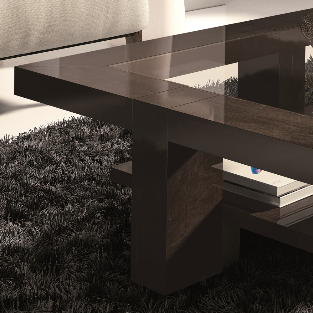 Contemporary Rectangular Coffee Table With Glass Top