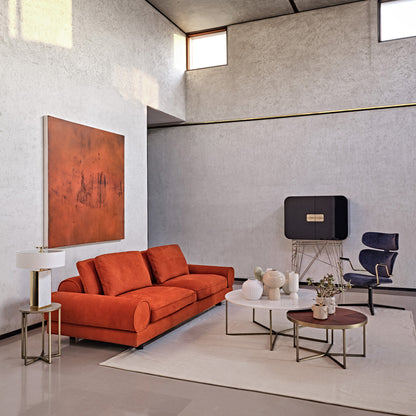 Contemporary Retro Inspired Leather Sofa