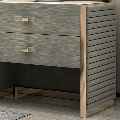 Contemporary Ribbed Detail Bedside Table