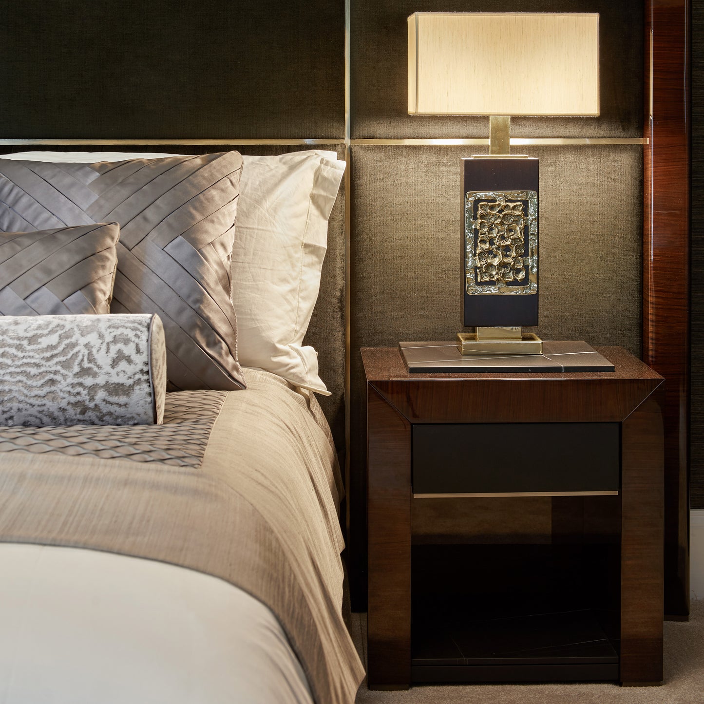 Contemporary Rosewood Veneered Bedside Table