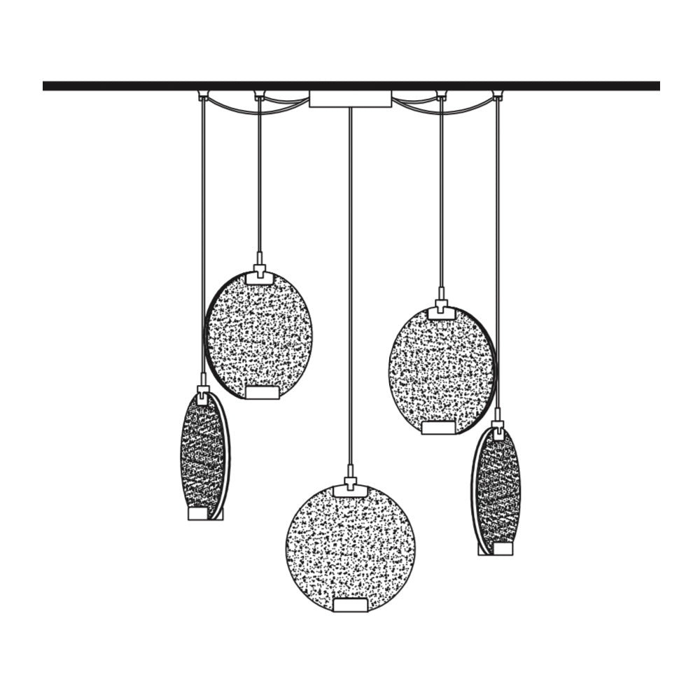 Contemporary Round Spectrum Glass Diffuser Pendant Cluster