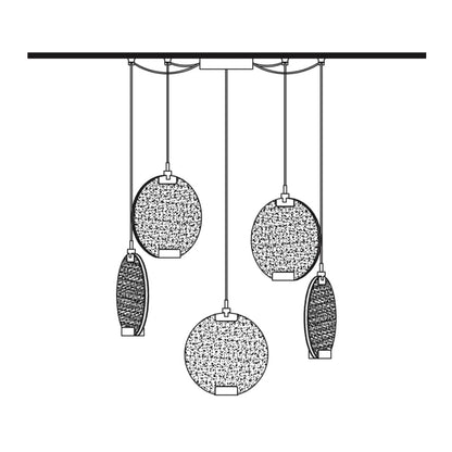 Contemporary Round Spectrum Glass Diffuser Pendant Cluster