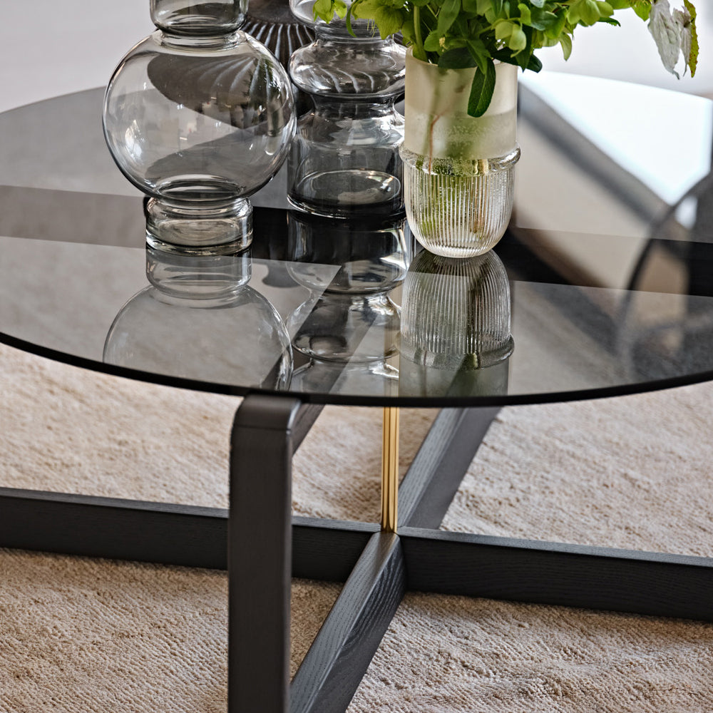 Contemporary Low Round Glass Coffee Table