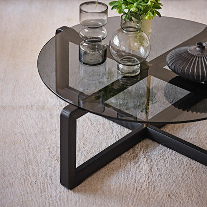 Contemporary Low Round Glass Coffee Table