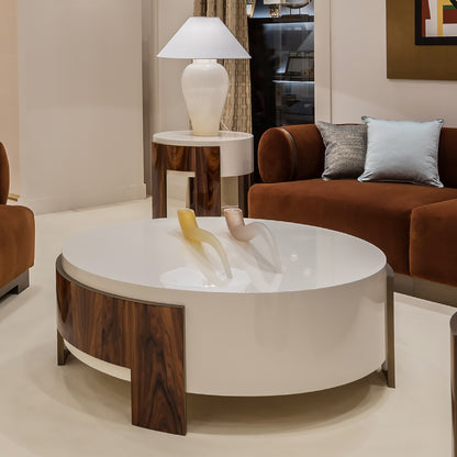 Contemporary Round Ivory Side Table