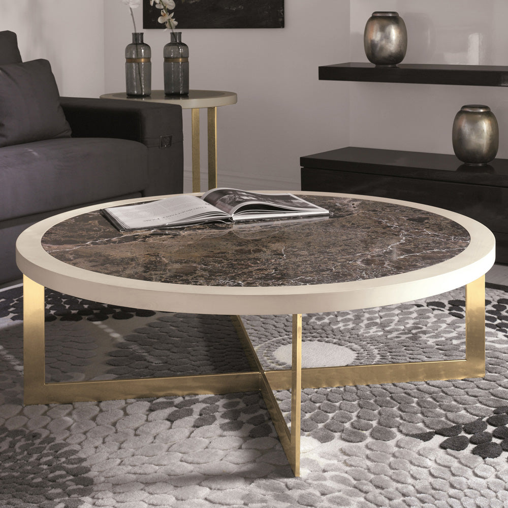 Contemporary Round Marble Top Coffee Table