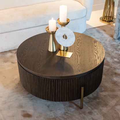 Contemporary Round Oak Coffee Table