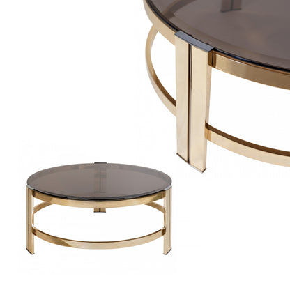 Contemporary Round Smoked Glass Coffee Table