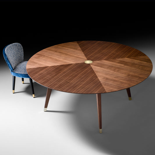 Contemporary Round Walnut Designer Dining Table