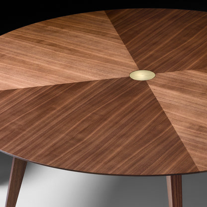 Contemporary Round Walnut Designer Dining Table