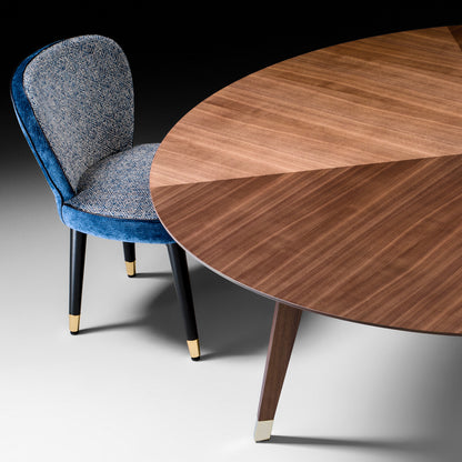 Contemporary Round Walnut Designer Dining Table