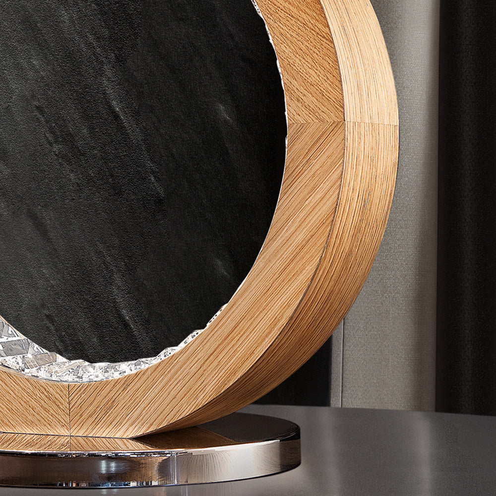 Contemporary Round Wooden Table Lamp