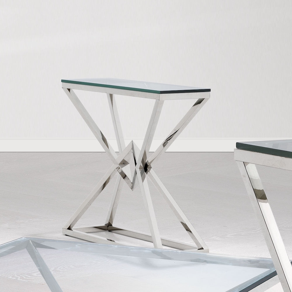 Contemporary Silver Glass Console Table