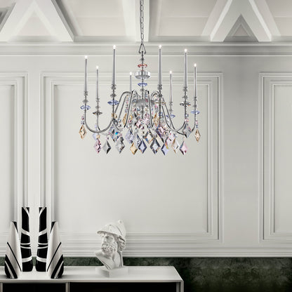 Contemporary Silver Plated Candle Chandelier