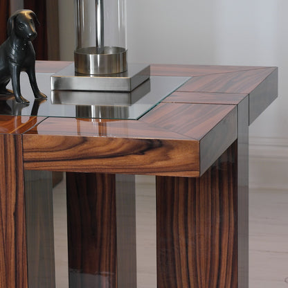 Contemporary Square End Table With Glass Top