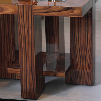 Contemporary Square End Table With Glass Top