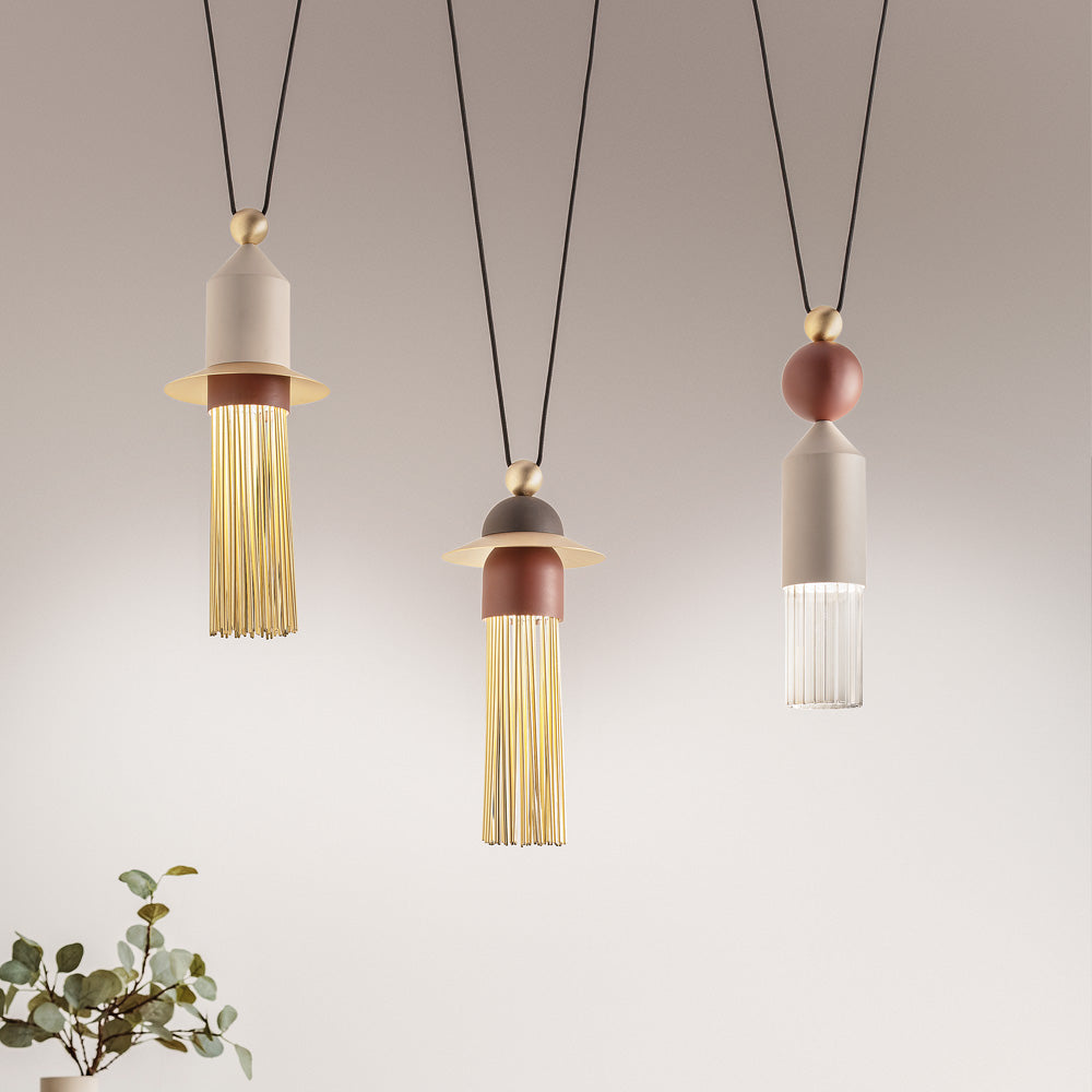 Contemporary Brown Triple Led Pendant Light