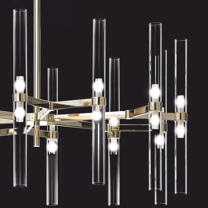 Contemporary Tubular Glass Chandelier