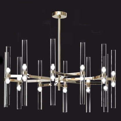 Contemporary Tubular Glass Chandelier