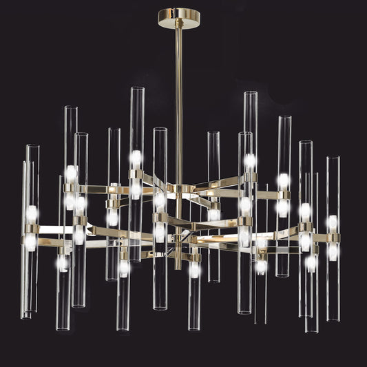 Contemporary Tubular Glass Tiered Chandelier