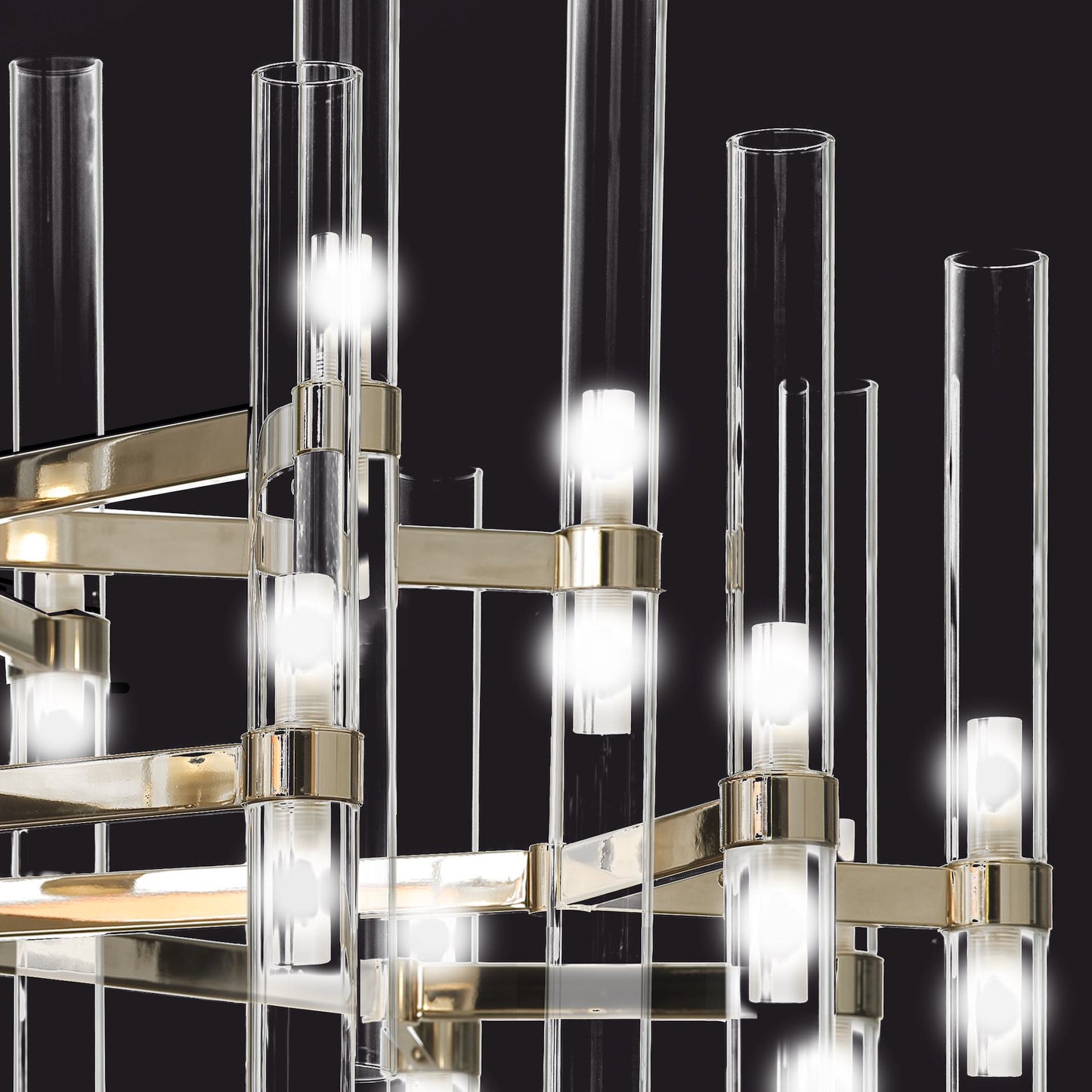 Contemporary Tubular Glass Tiered Chandelier