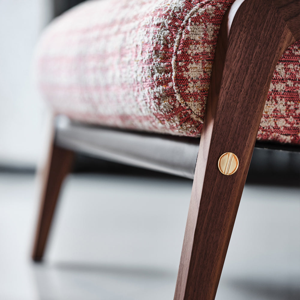 Contemporary Walnut Arm Chair and Footstool