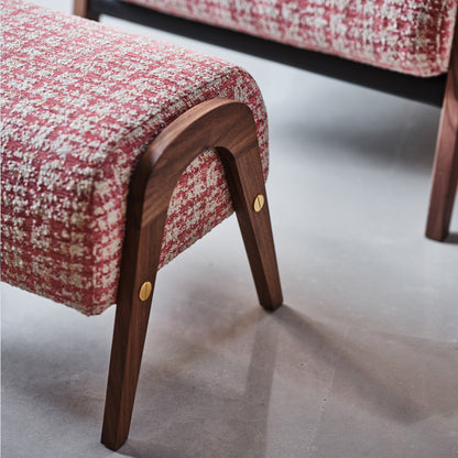 Contemporary Walnut Arm Chair and Footstool