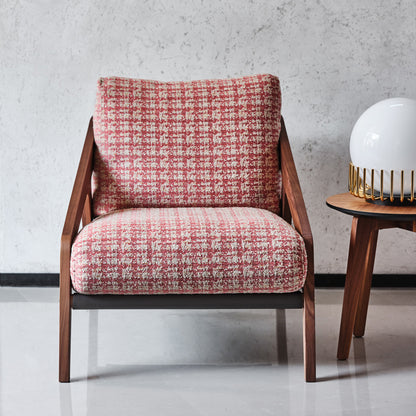 Contemporary Walnut Arm Chair and Footstool