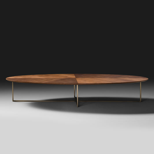 Contemporary Walnut Oval Coffee Table