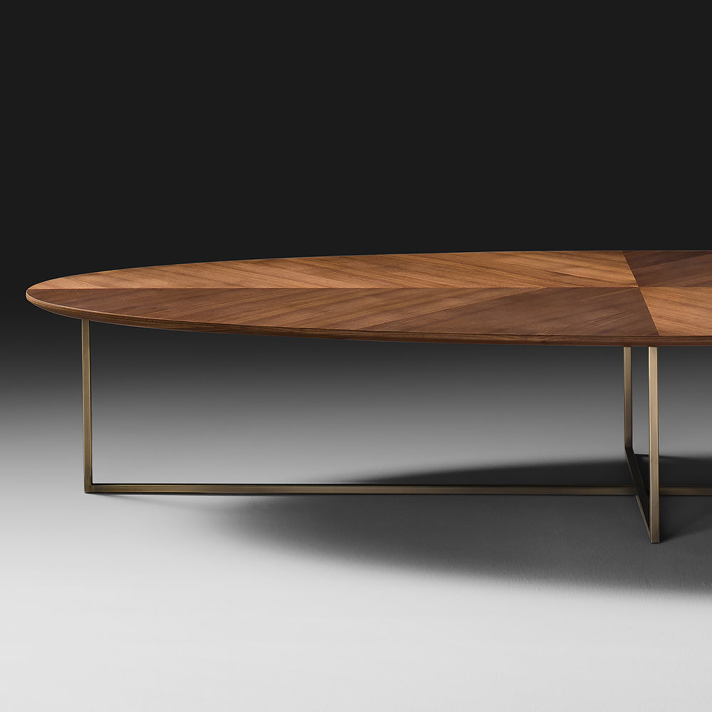 Contemporary Walnut Oval Coffee Table