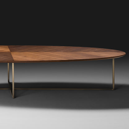 Contemporary Walnut Oval Coffee Table