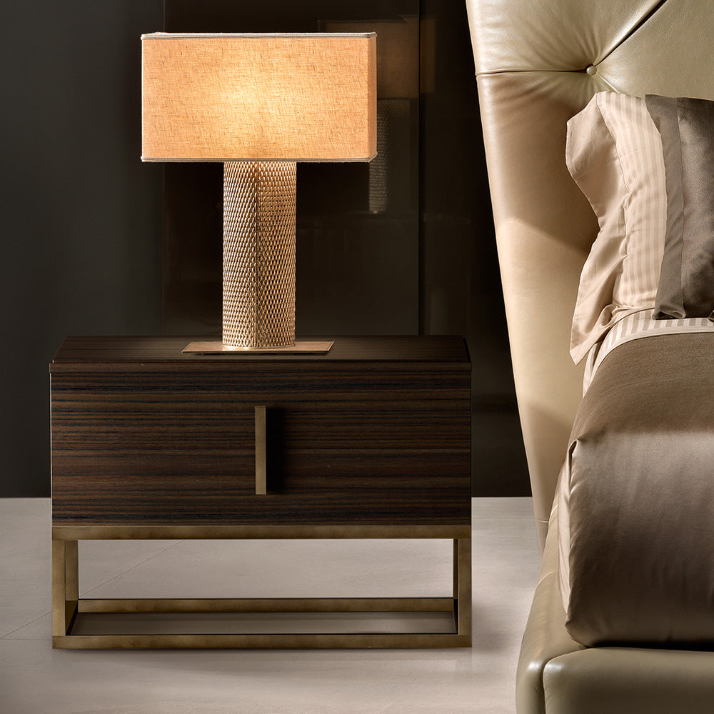 Contemporary Walnut Veneered Designer Italian Bedside Cabinet